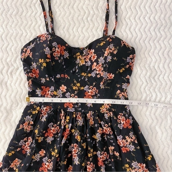 New Look Mini Dress Womens S Black Floral Spaghetti Strap Sweetheart Cute Chic - Picture 4 of 11